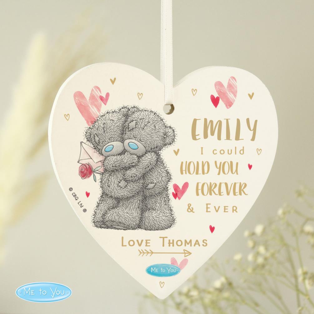 Personalised Hold You Forever Me to You Wooden Heart Decoration Extra Image 1